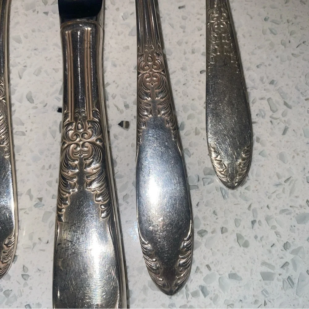 6pc Place Setting King Edward SILVERPLATE By National Silver Co.‎ MODERN HOLLOW